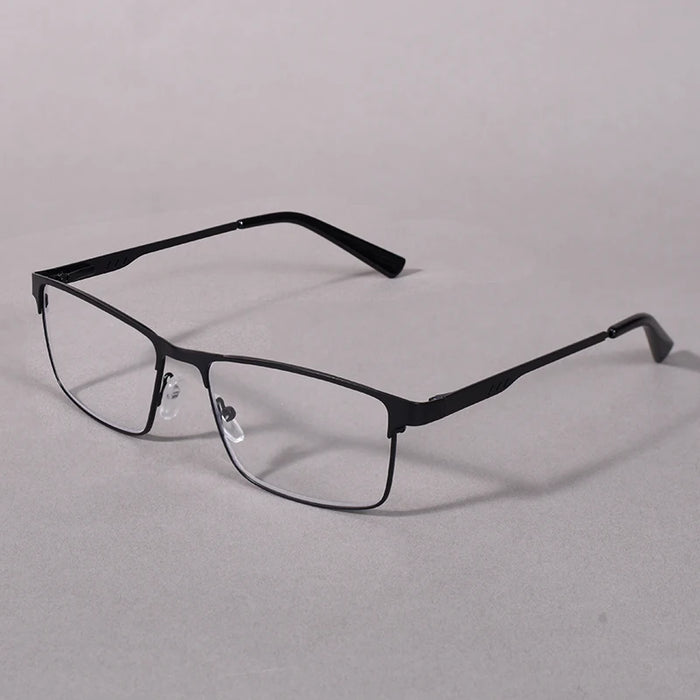Lunettes de Lecture Anti-Lumière Bleue May Flower Homme Monture Métallique Prescription Avec Charnière à Ressort Cadre Bleu Pour Hommes +75+175