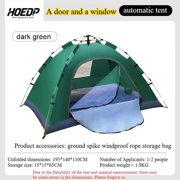 Portable Automatic Camping Tent 1-2 People Sun Protection Waterproof Instant Setup Outdoor Camping Hiking Shelter