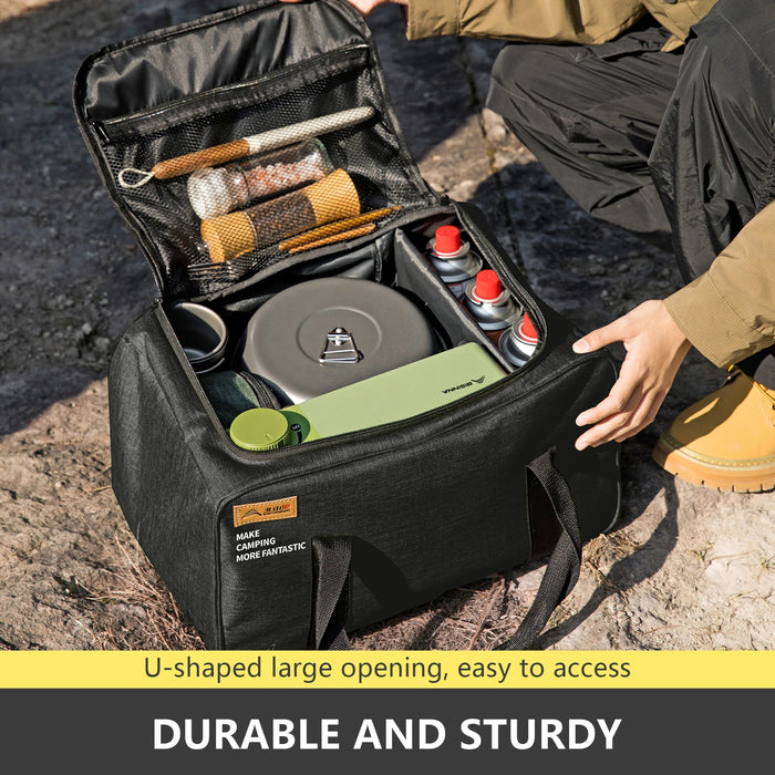 BISINNA Outdoor Camping Bag 26L/30L/42L Folding Gas Tank Storage Bag Picnic Cookwre Container Camp Supplies Adjustable Partition