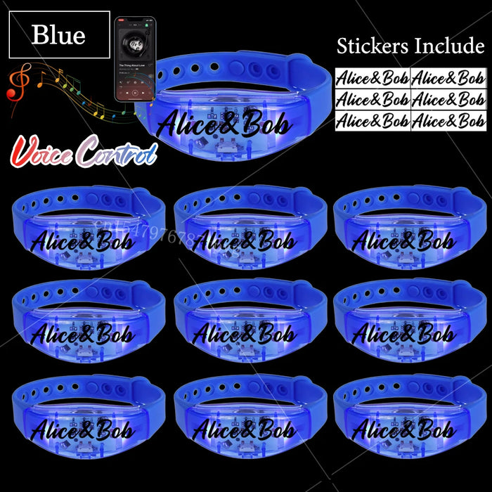 20-200 piezas Pulseras LED personalizables para bodas Pulsera de control de música y sonido Pulsera luminosa ajustable para bodas, cumpleaños, conciertos
