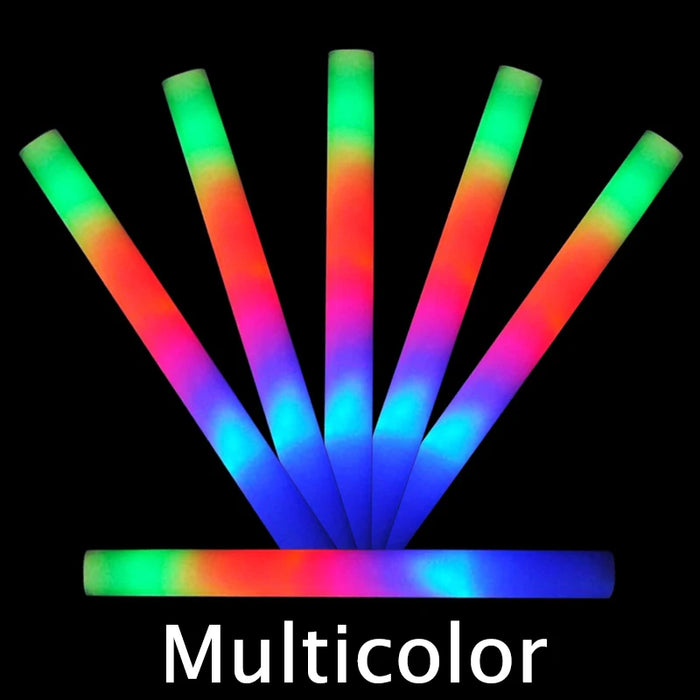 1-100Pcs LED Glow Sticks Bulk Colorful RGB Glow Foam Stick Cheer Tube Dark Light for Xmas Birthday Wedding Party Supplies