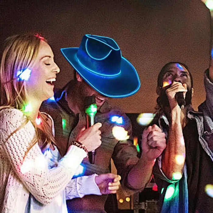 Chapeaux lumineux pour adultes, coiffes de fête, chapeau de cowboy lumineux LED, chapeau de cowboy lumineux à piles, chapeau de cowboy scintillant.