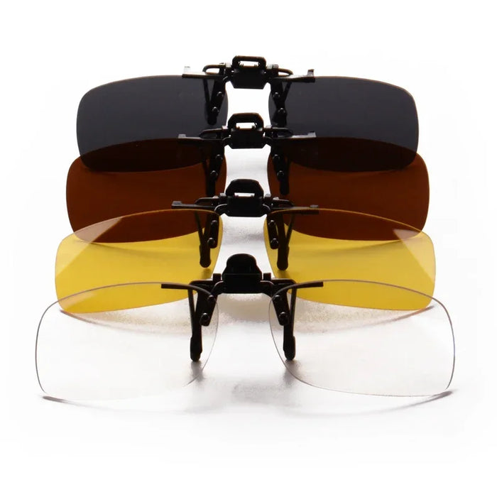 SHINU Clip On Polarized Glasses Anti Blue Light polarized sunglasses worn over glasses Yellow Lenses glasses for night driving