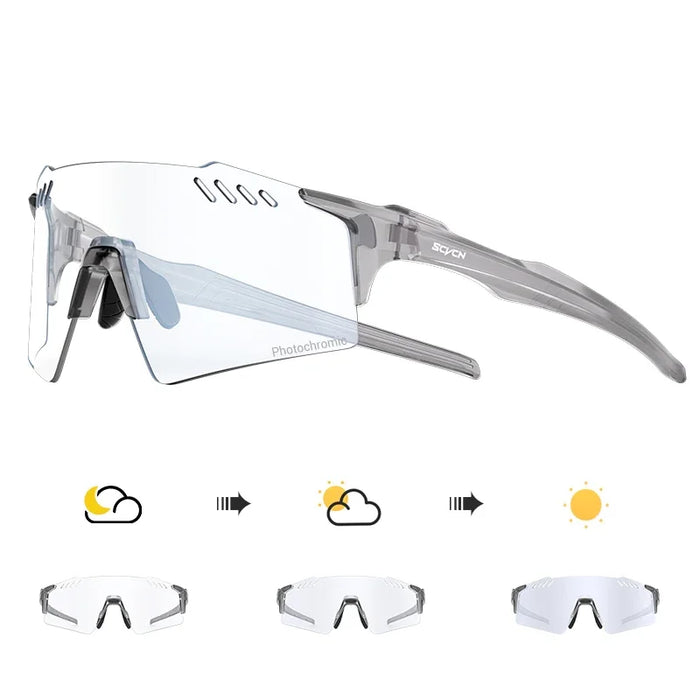 SCVCN Photochromic Cycling Glasses Men Women Clear Mountain Bike Sunglasses MTB Bicycle Riding Sports Triathlon Running
