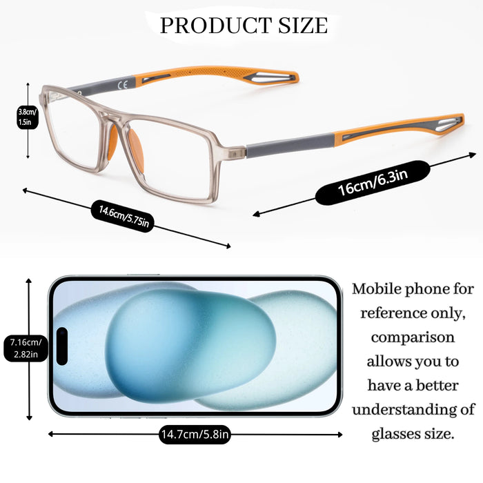 Men's Classic Full Frame Reading Glasses Clear Lens Comfortable Wear Ultra-Lightweight Frame Suitable Home Office Use Great Gift