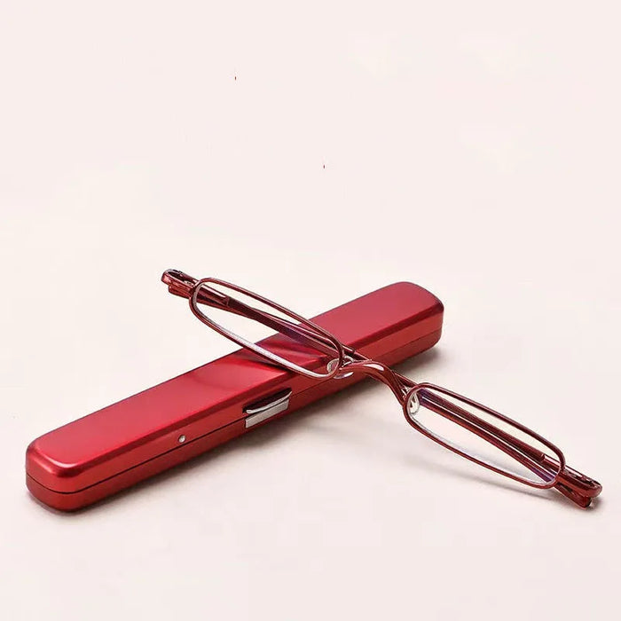 Lunettes de lecture portables style porte-stylo, en métal ultra-léger, anti-lumière bleue, lunettes haut de gamme pour personnes âgées.