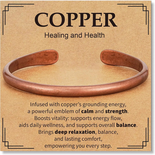 Pulseras de cobre puro para mujer y hombre, impermeables, curativas, ajustables, gruesas, de cobre, para regalo