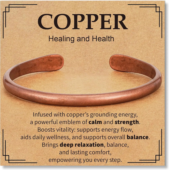 Pure Copper Bracelets for Women Men Waterproof Healing Cuff Bracelets Adjustable Chunky Healing Copper Bangle Jewelry Gifts