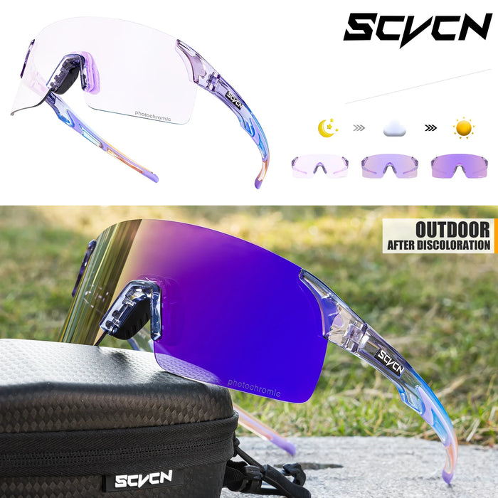 SCVCN New Photochromic Sunglasses Man MTB Climbing Glasses Outdoor Sports Bike Cycling Glasses Women Driving Bicycle Goggles