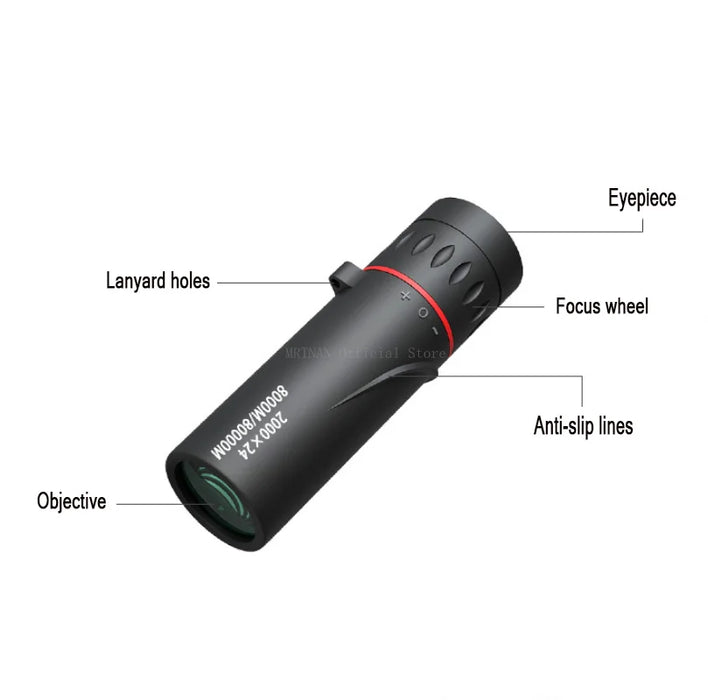 2000x24 Monocular Telescope Mini Portable Binocular Waterproof Outdoor Camping Climbing Birdwatching Telescopes