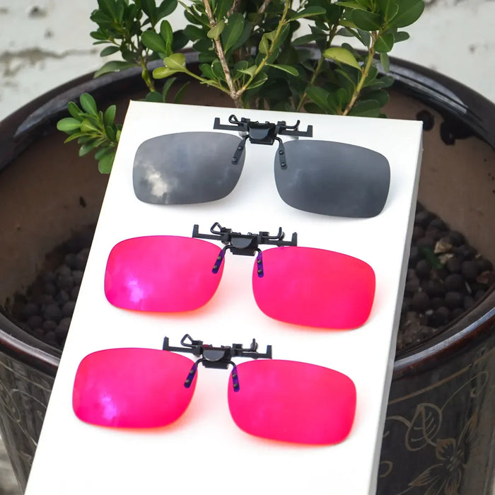 Antilentes de luz azul con clip Lentes rojos con clip para dormir mejor Lente naranja con clip para jugar o trabajar Lente amarilla polarizada para conducir