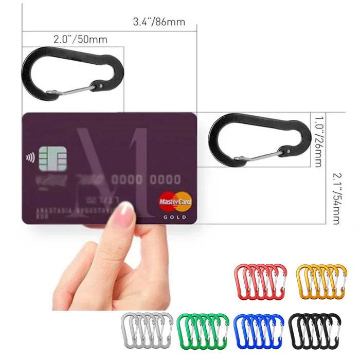 1/6/12 piezas Mosquetón de aluminio Clip Llavero Mosquetones Bloqueo Hebilla Broche Herramienta múltiple para exteriores Mochila Senderismo Pesca Gancho