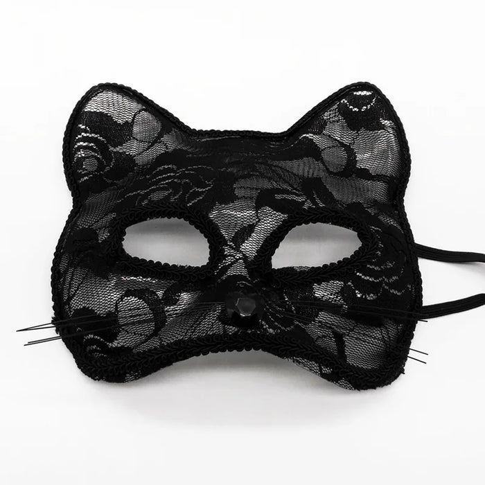 Máscara de encaje sexy para mujer, suministros de cosplay de gato, fiesta de baile, mascarada, máscara de zorro, decoración de cara de animal para parejas, accesorios para ojos