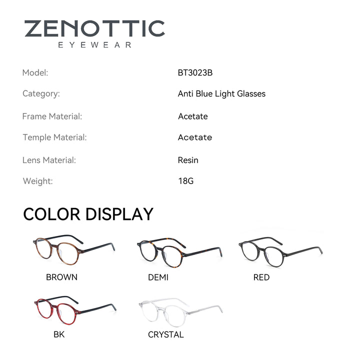 ZENOTTIC Retro Small Round Prescription Eyeglasses Women Men Anti Blue Light Progressive Glasses Photochromic Optical Eyewear
