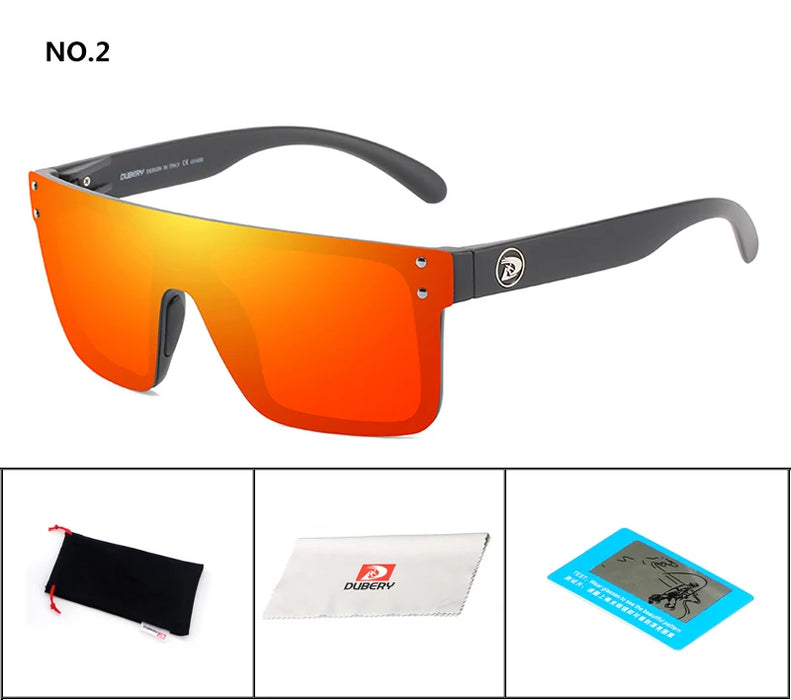 DUBERY Polarized Sunglasses One Piece Lens Men Oversized Sunglasses UV400 Women Rimless Fashion Safety Sun Glasses Italy Design