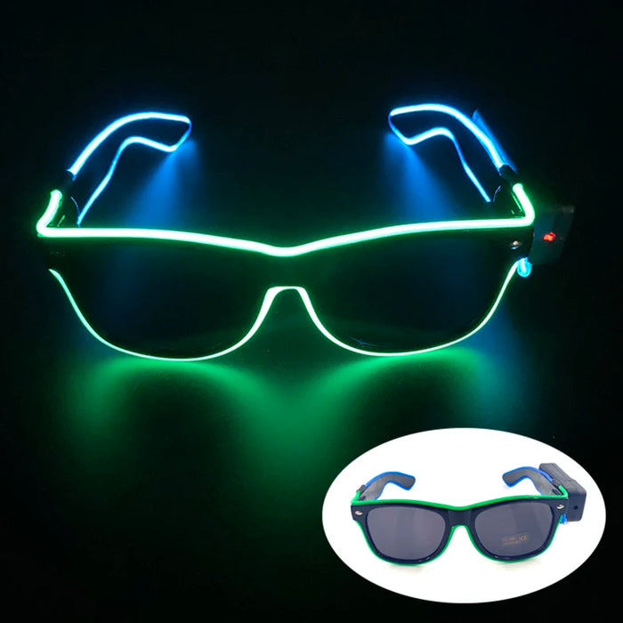 Nouvelles lunettes lumineuses LED sans fil pour festival, rave, soirée, lunettes de soleil mosaïque lumineuses néon, lunettes de club disco