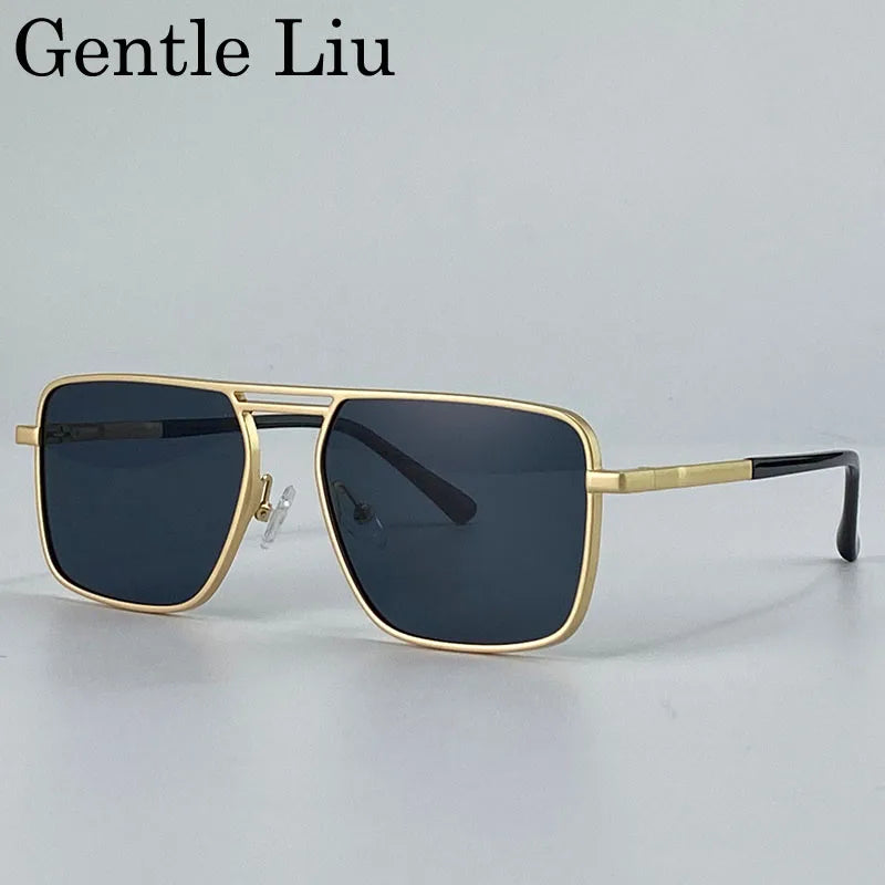 Gafas de sol punk cuadradas de gran tamaño para hombre 2026, marca de lujo, retro, doble puente, gafas de sol para hombre, estilo Steampunk, para conducir, protección UV400