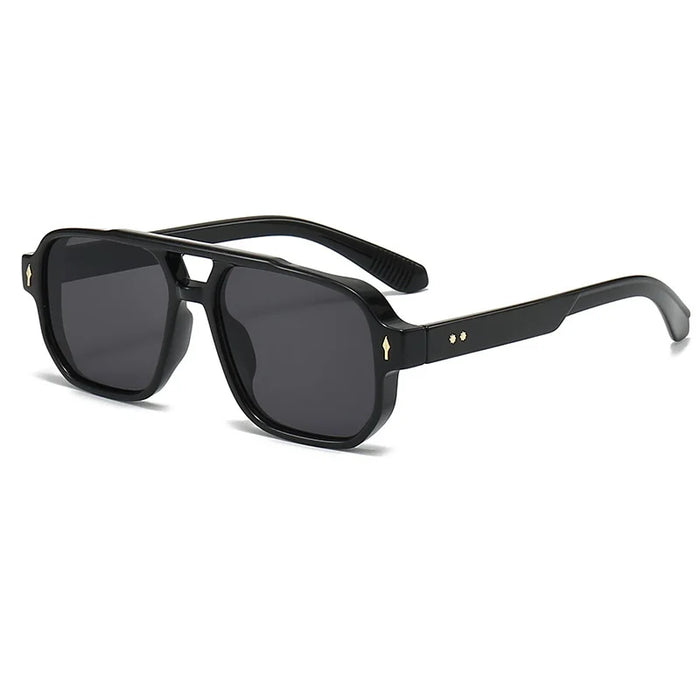 Lunettes de soleil carrées classiques à double pont pour hommes et femmes, verres transparents couleur océan, lunettes tendance avec rivets, protection UV400