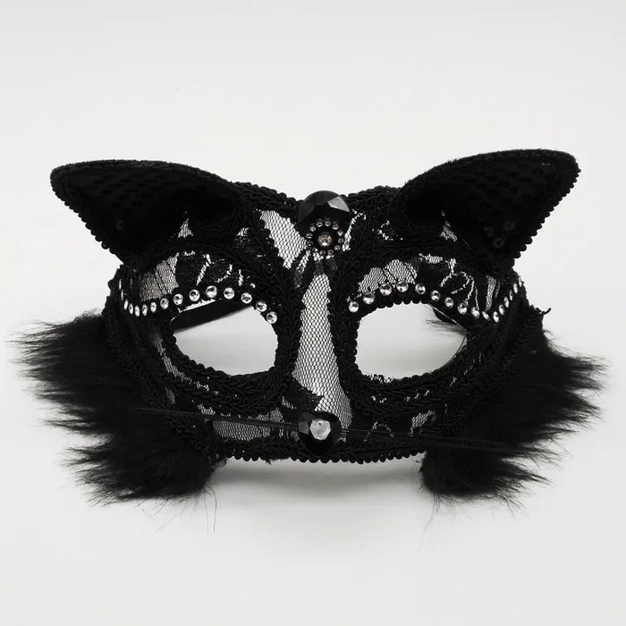 Máscara de encaje sexy para mujer, suministros de cosplay de gato, fiesta de baile, mascarada, máscara de zorro, decoración de cara de animal para parejas, accesorios para ojos