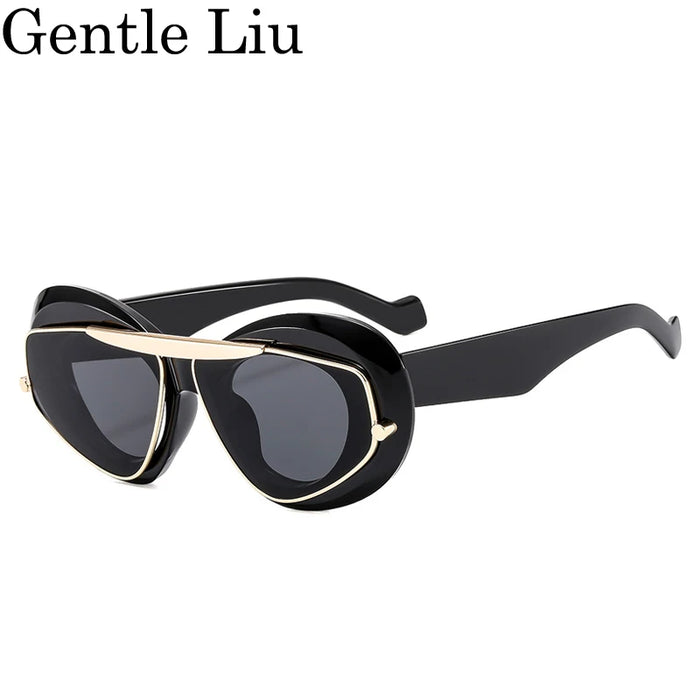 Sexy Cat Eye Punk Sunglasses Women 2026 Luxury Brand New Y2k Sports Double Frame Sun Glasses For Men Shield Eyewear Shades UV400