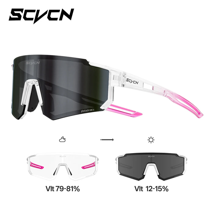 SCVCN New Photochromic Night Riding Glasses Outdoor Sport UV400 Travel Camping Sunglasses Men Women MTB Bike Cycling Glasses