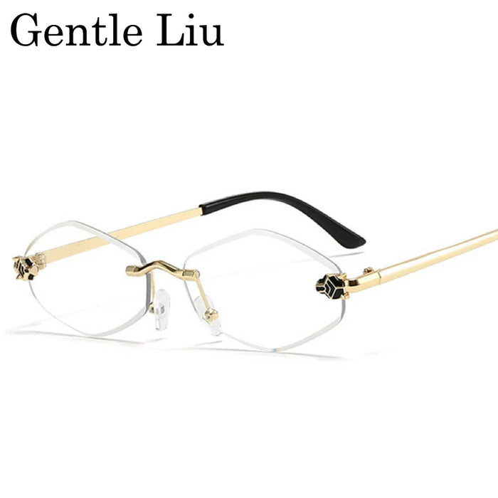 Gafas de sol hexagonales sin montura a la moda para mujer 2026, de marca de lujo, estilo Y2K Punk, sexy, para viajar, lentes de sol para mujer, gafas sin montura de rombos