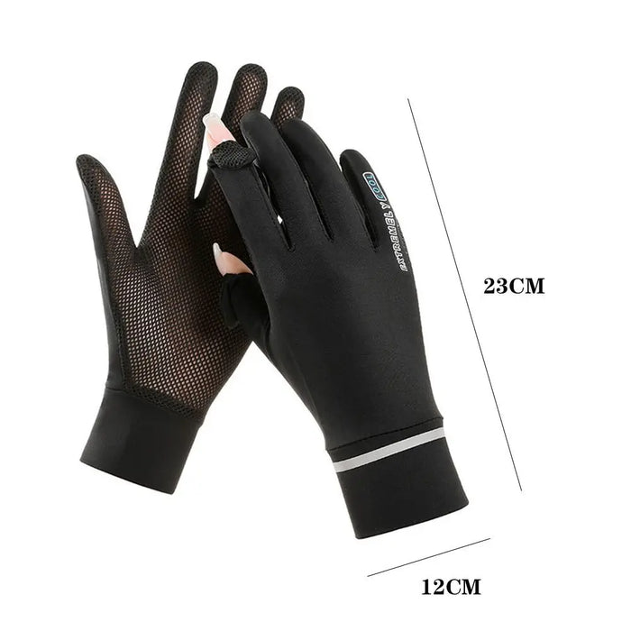 Cycling Driving Running Thin Summer Ice Silk Gloves Sun Protection Gloves Anti-UV Gloves Mittens