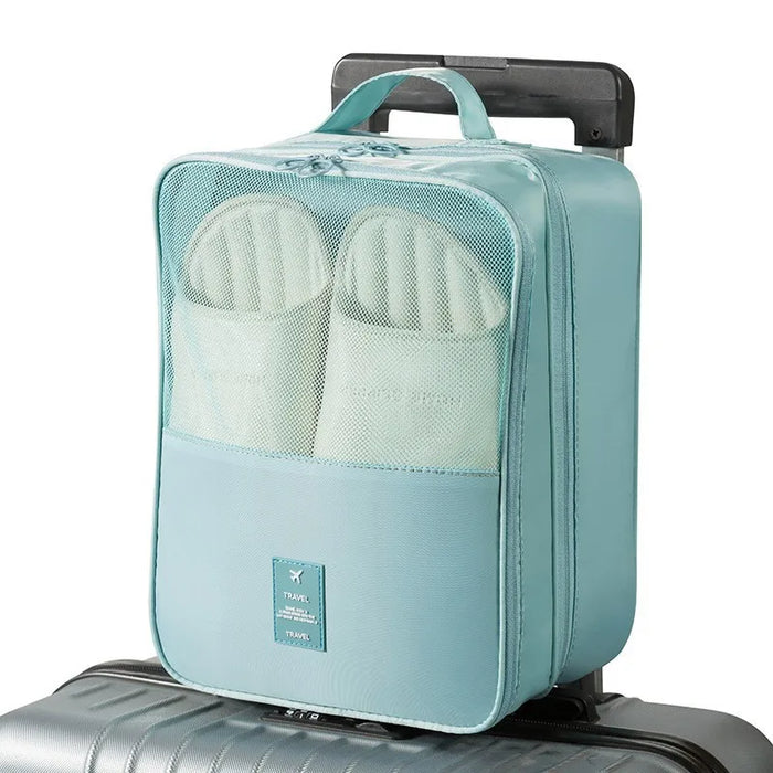 Bolsa de almacenamiento para zapatos de viaje, bolsa lavada diagonal transpirable de malla para varios pares de zapatos, caja portátil para viajes de negocios