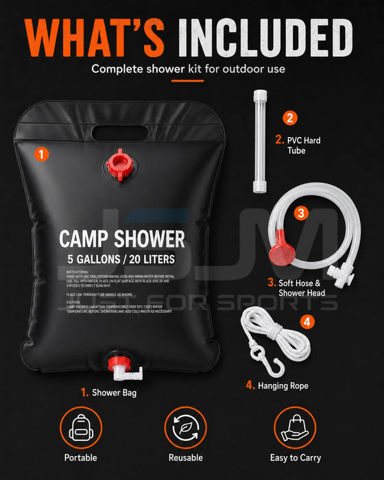 Bolsa de ducha solar de camping de 20L/25L, bolsa de ducha portátil para exteriores con cabezal de ducha, bolsa de almacenamiento de agua plegable para senderismo, viajes, camping