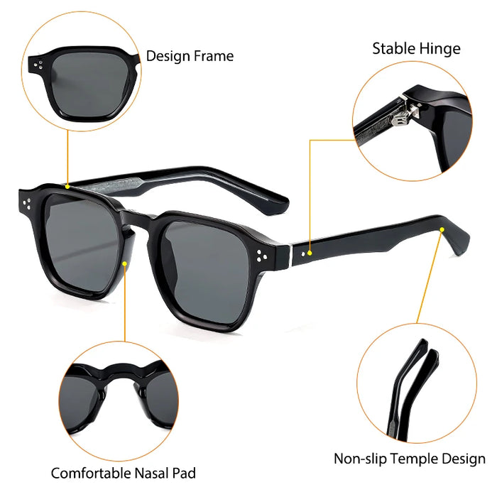 HBK Fashion Punk Sunglasses for Men Classic Square Sun Glasses Outdoor Sports Party Vacation Travel Driving Fishing Eyeglasses