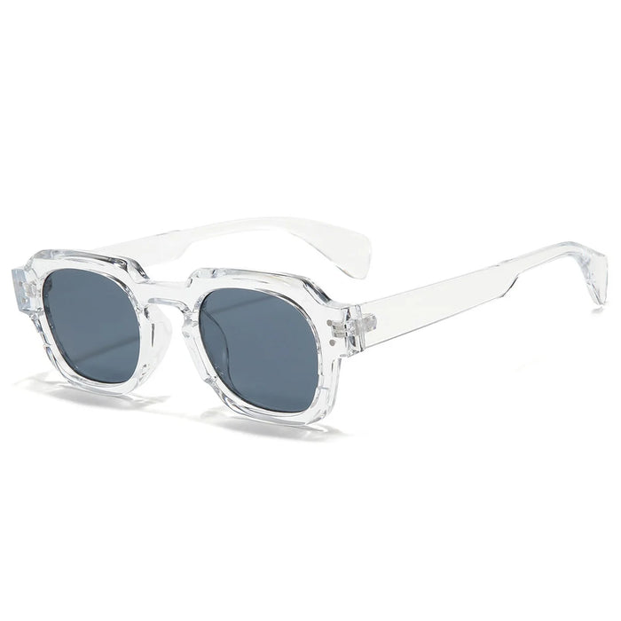 Ins Gafas de sol cuadradas populares de moda para mujer, montura de lentes transparentes vintage para hombre, remaches punk, gafas de sol UV400 para mujer y hombre