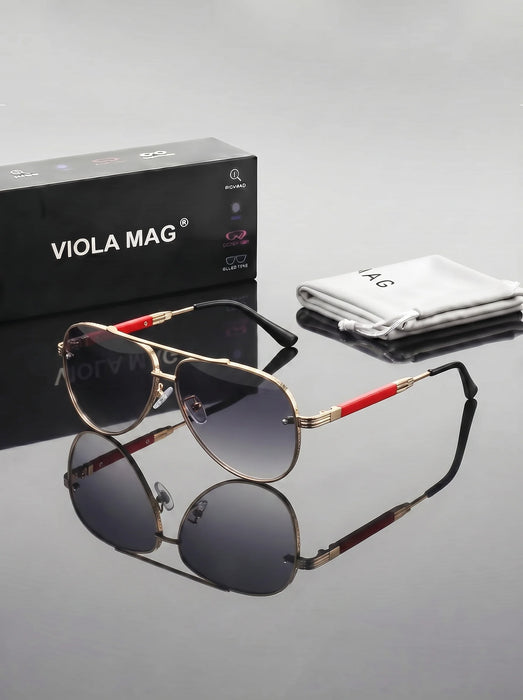 VIOLA MAG Gafas de sol retro de metal con efecto degradado Toad Mirror, unisex, diarias para ir al trabajo y para decoración al conducir, con bolsa para gafas