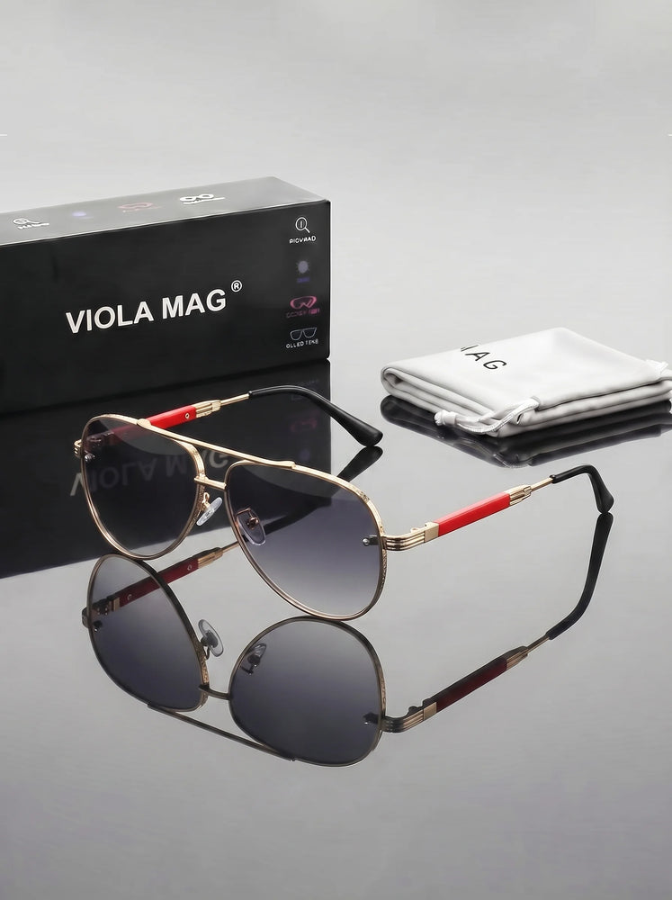 VIOLA MAG Gafas de sol retro de metal con efecto degradado Toad Mirror, unisex, diarias para ir al trabajo y para decoración al conducir, con bolsa para gafas