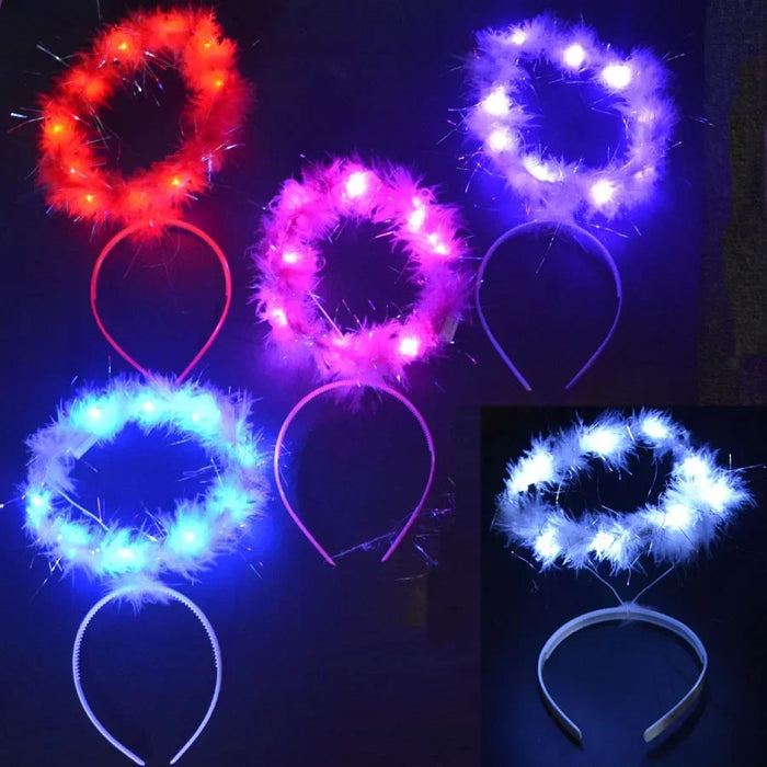 10pcs Adult Kids LED Glow Party Sequin Cat Bunny Crown Flower Headband Halo Light Up Wreath Hairband Birthday Gift Wedding