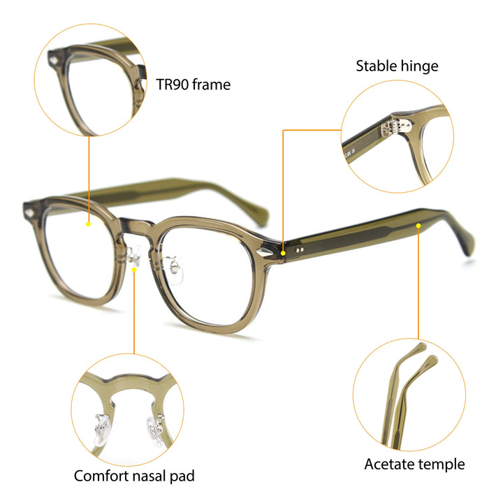 HBK Retro Men's Eyeglass Frames Luxury Anti BlueLight Lenses TR-90 Frame Glasses Women's Reading Computer Eyewear