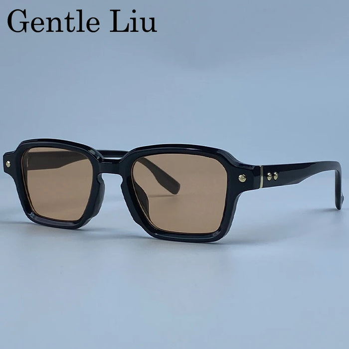 Photochromic Square Punk Sunglasses Men 2026 Luxury Brand Designer Rivet Sun Glasses Vintage Shades Male Driving Fashion Eyewear