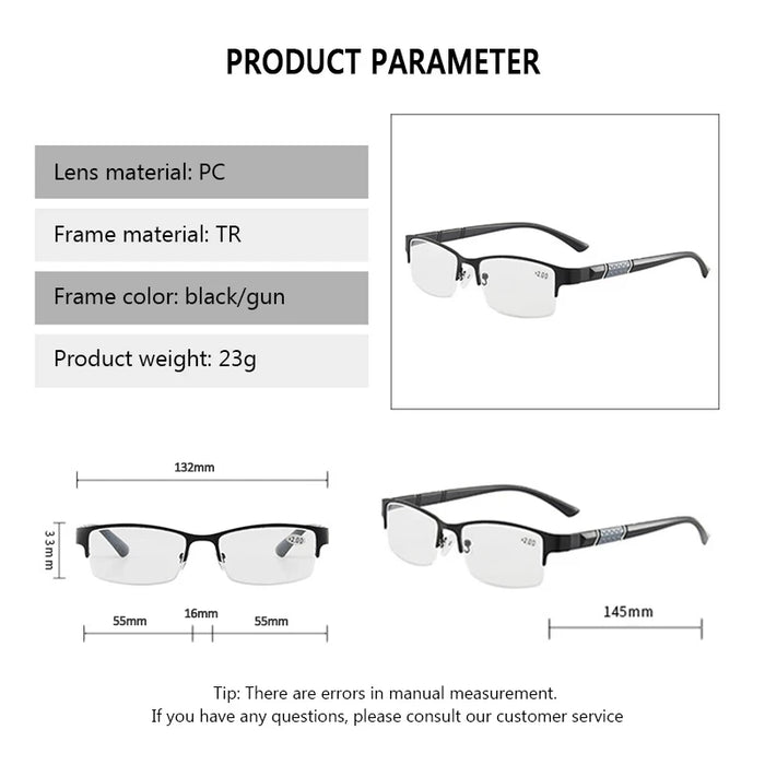 BEGREAT High Quality Anti-Blue Light Presbyopic Glasses Far Sight Flexible Metal Half-frame Glasses Business Reading Eyeglasses