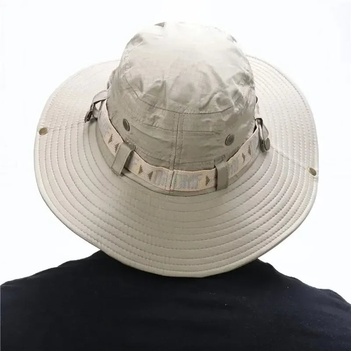 Sombrero de cubo de verano para hombre, protección UV para exteriores, ala ancha, Panamá, Safari, caza, senderismo, malla, pescador, gorra de protección solar para playa