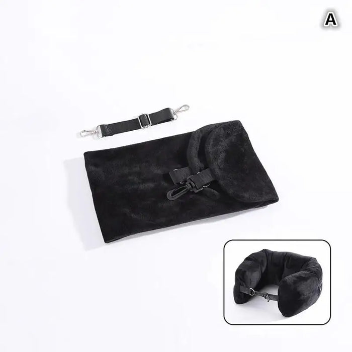 For Airplane Travel Travel Neck Pillow With Fillable Clothing Storage Bag U-Shaped Pillowcase Crystal Fleece Neck Pillow Cover