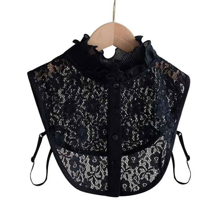 Beautiful Petal Fake Collar Black Lace False Blouse Detachable Lapel False Collar Sweater