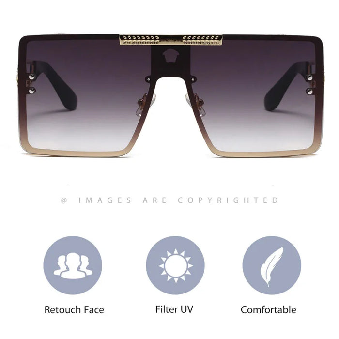 New Stylish Sunglasses with Oversized Frames, Trendy Metal Design, Perfect for Fashion Shows and Cool Street Style