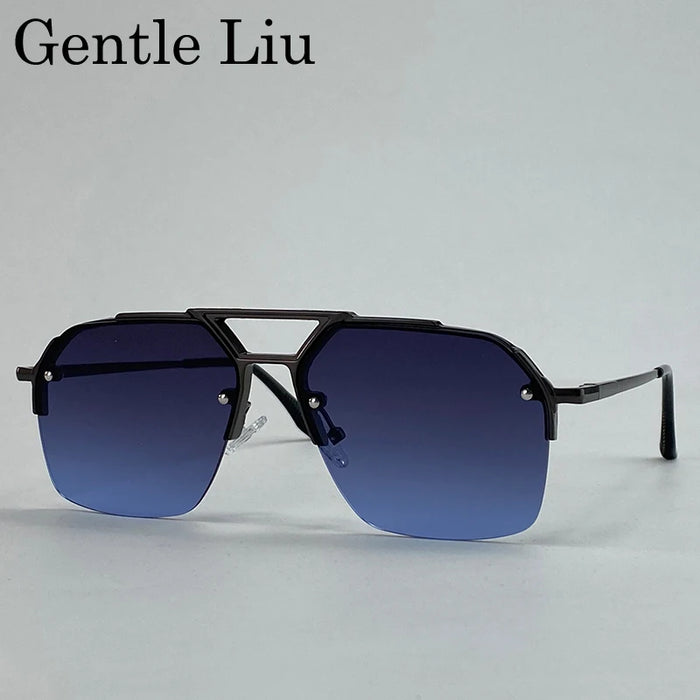 Gafas de sol retro cuadradas grandes para hombre 2026 de marca de lujo punk, gafas de sol de doble puente de metal, gafas steampunk clásicas, gafas de exterior