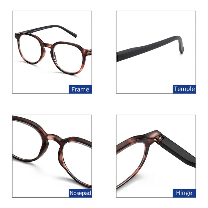 ZENOTTIC Fashion Round Prescription Glasses Men Circular Myopia Eyewear Women Hyperopia/Progressive Optical Eyeglasses