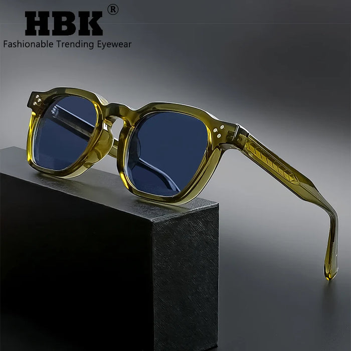 HBK New Square Vintage Sunglasses Men Square Fashion Punk Sun Glasses for Women Outdoor Travel Driving Beach Eyewear UV400