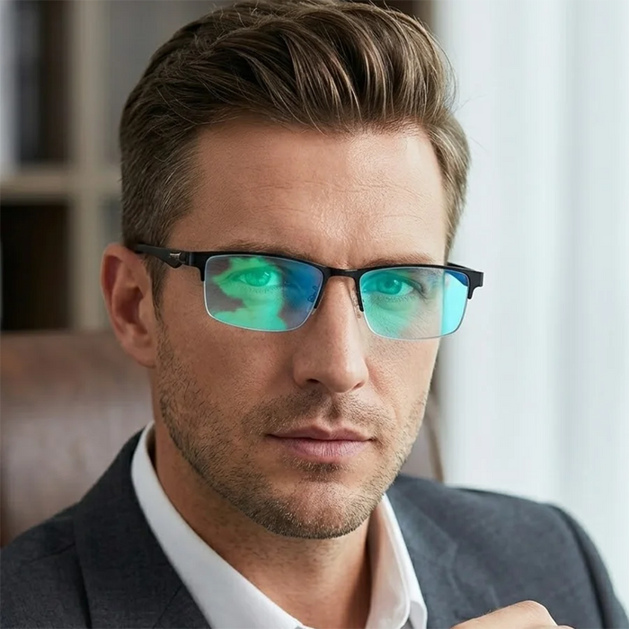 Gafas de lectura cuadradas para hombre, lentes verdes revestidas, monturas ultraligeras, patillas flexibles, gafas de lujo de marca de diseñador, regalos, medio armazón