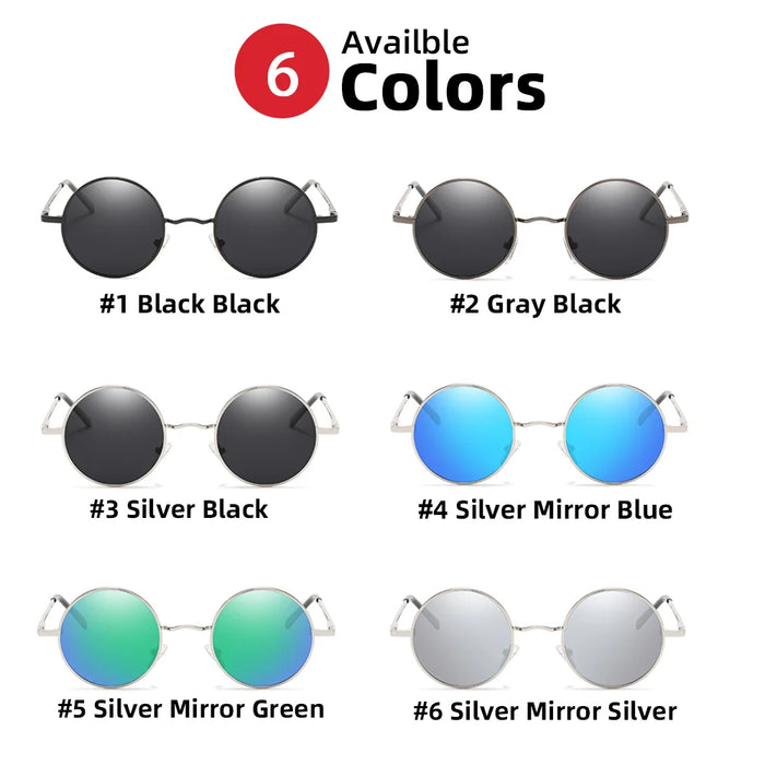 VIVIBEE Lunettes de soleil classiques polarisées rondes en métal pour femmes, décontractées, rétro UV400, pour hommes, noires, tendance 2026