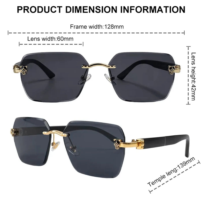 Rimless Square Men Sunglasses 2026 Luxury Polygon Photochromic Sun Glasses Male Driving Shades Punk Cut Lenses Frameless Eyewear