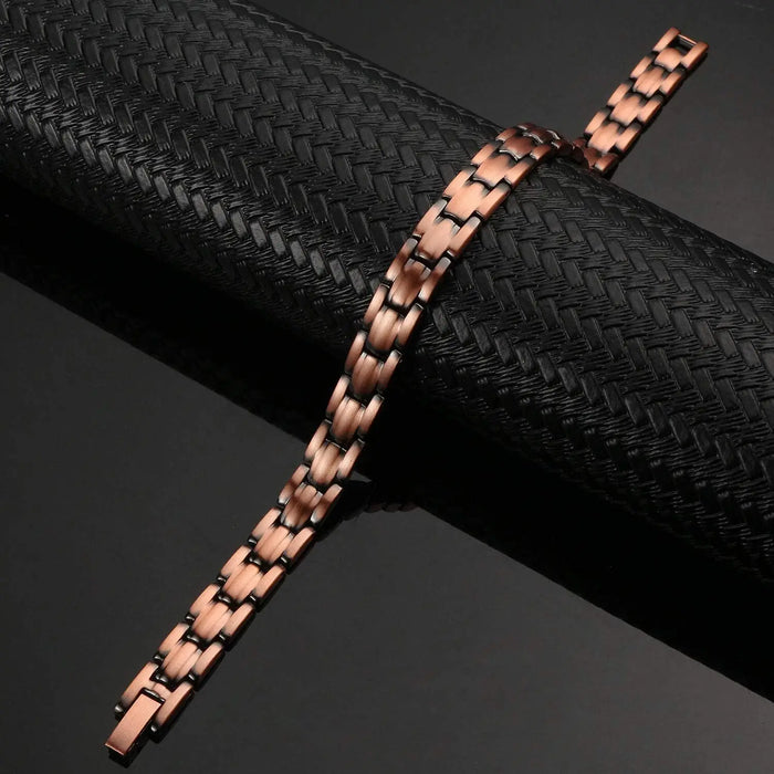 ARADOO Preumium Pure Copper Bracelet for Men Women Double Row Magnetic Therapy Wristband Jewelry Gifts