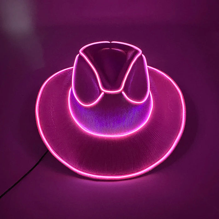 Despedida de Soltera Artículos Luminosos Novia Sombrero de Vaquera Brillante Gorra de Vaquero Nacarada con LED Sombrero de Moda con Luz de Neón para Fiesta