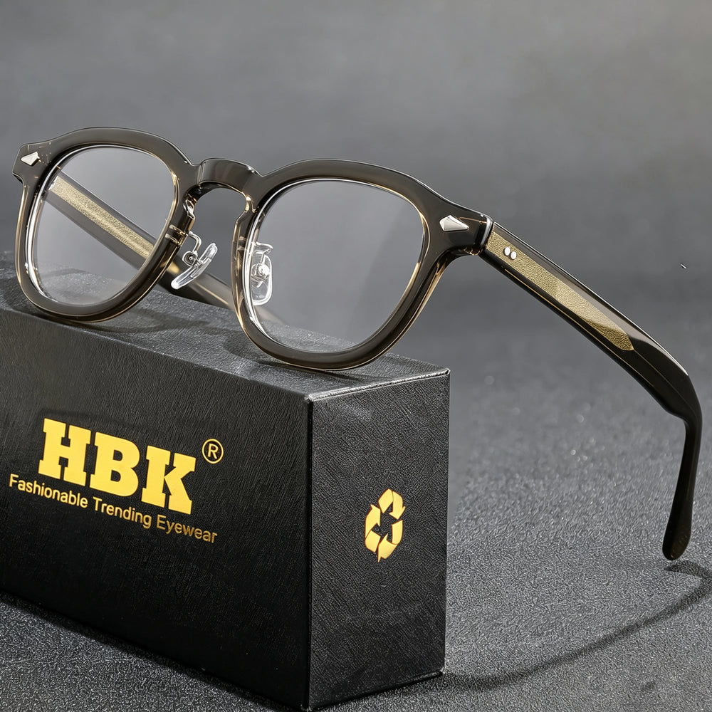 HBK Retro Men's Eyeglass Frames Luxury Anti BlueLight Lenses TR-90 Frame Glasses Women's Reading Computer Eyewear